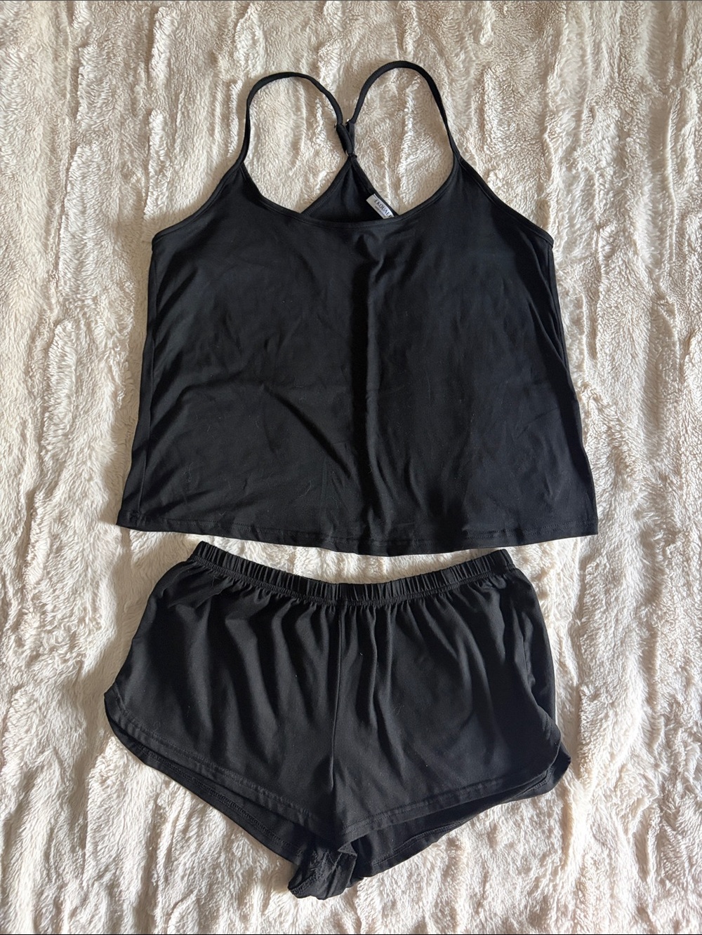 Women's Black Two-Piece Pajama Set - Camisole & Shorts - Picture 1 of 1